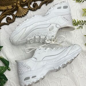 Skechers All-White Chunky Lace-Up Sneakers
